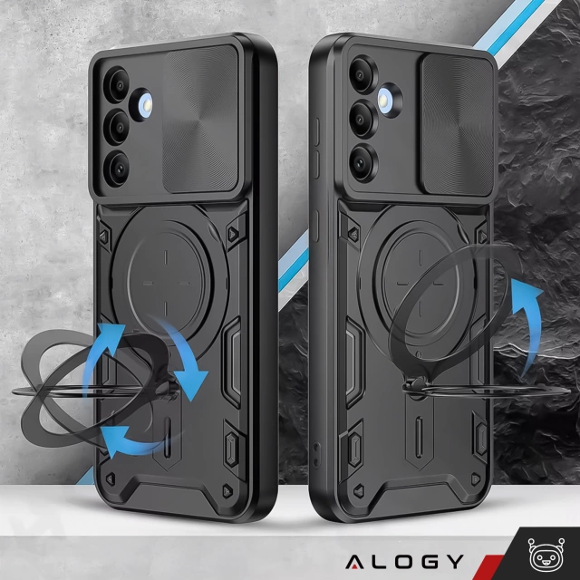 Etui do Samsung Galaxy S25+ Plus pancerne Slide Case Ring obudowa ochrona aparatu Alogy CamGuard Pro czarne