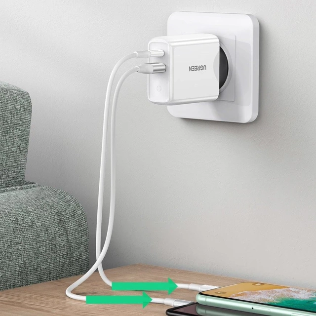 Ugreen Schnellladegerät USB Type C / USB 36 W Quick Charge 4.0 Power Delivery weiß (60468 CD170)