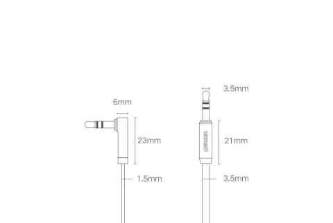 Flachkabel UGREEN Audiokabel AUX 3,5 mm Miniklinke 2m Silber (10599)