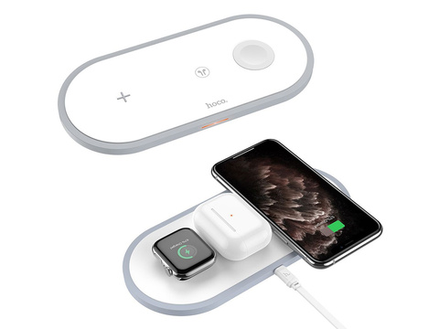 Ładowarka indukcyjna Qi 3w1 HOCO CW24 3IN1 do iPhone/AirPods/Watch White