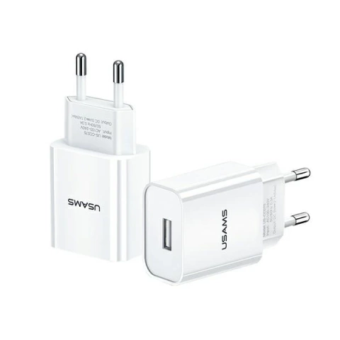 USAMS Ładowarka sieciowa 1x USB T18 2,1A (only head) biały/white Fast Charging CC075TC01
