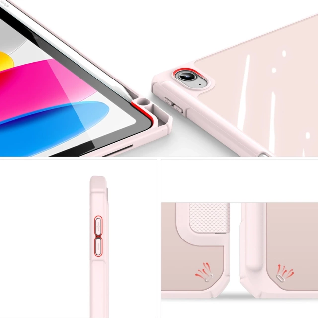 Dux Ducis Toby etui iPad 10.9'' 2022 (10 gen.) pokrowiec z miejscem na rysik Apple Pencil smart cover podstawka różowe