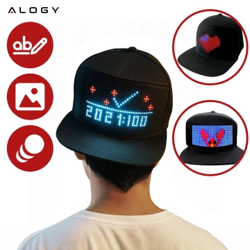 Czapka z daszkiem z oświetleniem LED RGB Piksele bluetooth Alogy PixelCap™ led telefon komórkowy sterowana aplikacją pixel Czarna