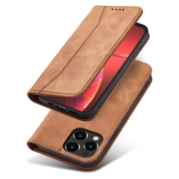 Magnet Fancy Case Hülle für iPhone 13 Pro Tasche Kartenetui Kartenständer Braun