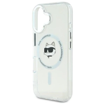 Etui Karl Lagerfeld do iPhone 16 Plus 6.7" Biały MagSafe Hardcase IML Metal Choupette Head 
