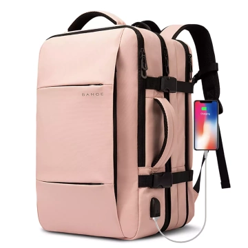 Reiserucksack Bange BackPack Business erweiterbarer Rucksack Geräumige Tasche für 17,3-Zoll-Laptop mit USB-Anschluss Schwarz
