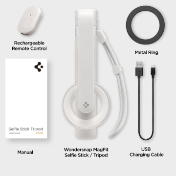 Selfie Stick Kijek Statyw Tripod Spigen S580W MagSafe Bluetooth uchwyt do telefonu zdjęć + Pilot Fioletowy