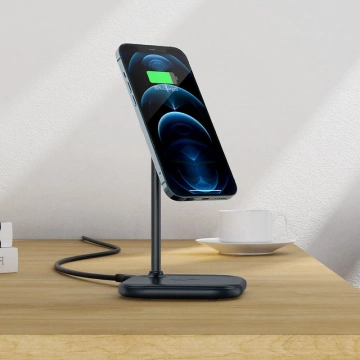 Acefast 15W Qi Kabelloses Ladegerät für iPhone (mit MagSafe) und Apple AirPods Stand Stand Magnethalterung Grau (E6 Grau)