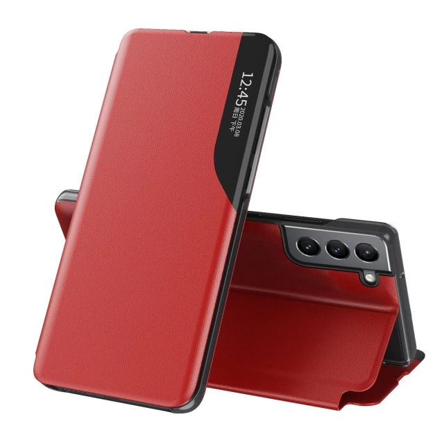 Eco Leather View Case elegantes Flipcover mit Standfunktion für Samsung Galaxy S22 (S22 Plus) rot
