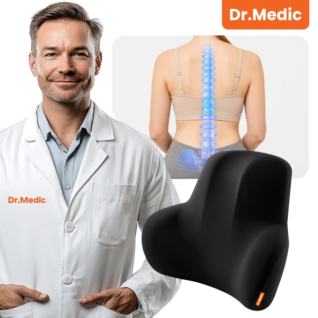Poduszka do Samochodu pod Plecy Lędźwie DR.MEDIC ErgoDrive™ Ergonomiczna poduszka lędźwiowa na fotel do auta dla kierowcy pasażera