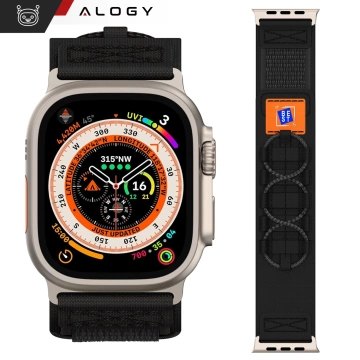 Alogy Nylonarmband mit Klettverschluss für Apple Watch 42/44/45/49 mm Schwarz