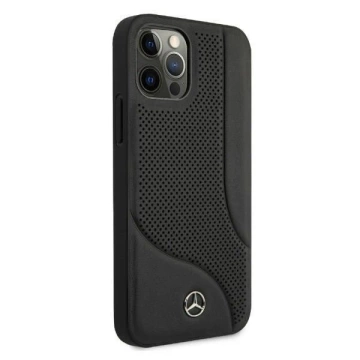 Mercedes MEHCP12LCDOBK Schutzhülle für Apple iPhone 12 Pro Max 6.7" schwarz/schwarz Hardcase Leder perforierter Bereich