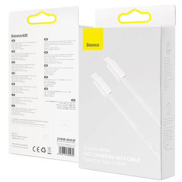 2m Baseus Dynamic USB-C auf USB-C 100W 480 Mbps Kabel Weiß