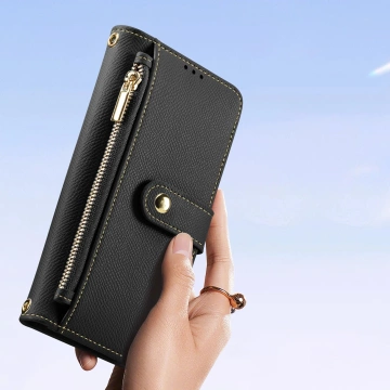 iPhone 15 Dux Ducis Lawa Leder Wallet Case MagSafe Schwarz
