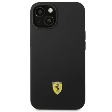 Hülle für Ferrari FEHCP14SSIBBK für Apple iPhone 14 6.1" schwarz/schwarz Hardcase Silikon-Metall-Logo