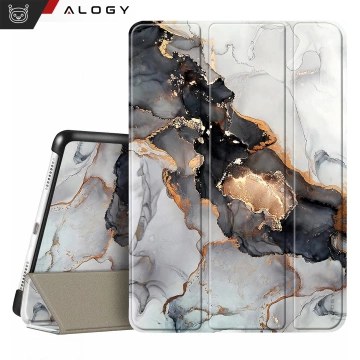 Etui + Szkło do Apple iPad 10.9" gen 10 2022 / iPad 11" gen 11 2025 obudowa na tablet Alogy Book Case Cloudy Marble Marmur