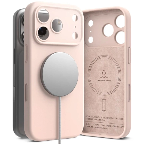 Etui do iPhone 17 Pro Ringke Silicone Magnetic MagSafe Różowe