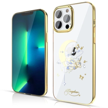 Kingxbar Moon Series Luxury Case mit Swarovski-Kristallen für iPhone 13 Pro Gold (Blume)