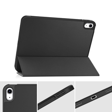 Alogy Book Cover Pencil Case Schutzhülle mit Stifthalter für Apple iPad Air 4 2020 / Air 5 2022 10,9 Zoll, schwarzes Glas