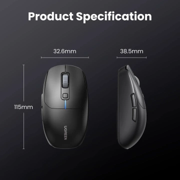 UGREEN MU103 MYSZ BEZPRZEWODOWA 2.4GHz BT 5.0 DPI USB-C CZARNA