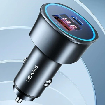 USAMS Autoladegerät 1xUSB 1xUSB-C C26 95W (nur Kopf) Fast Charge schwarz/schwarz CC146TC01 (US-CC146)