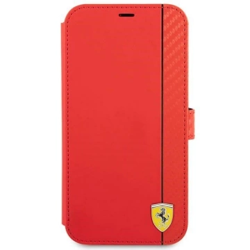 Ferrari iPhone 13 mini 5.4" Handyhülle rot/rotes Buch On Track Carbon Stripe