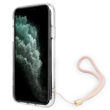 Guess GUOHCN61H4STP iPhone 11 rosa / rosa Hardcase 4G Print Strap