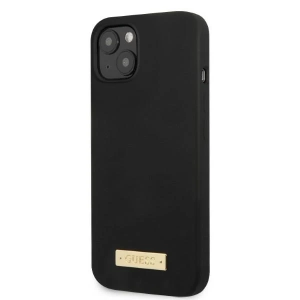 Etui Guess GUHMP13SSPLK do iPhone 13 mini 5,4" Czarny/Black Hard Case Silikon Logo Plate MagSafe