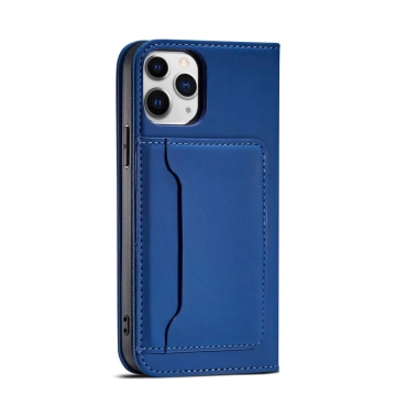 Magnetkartenhülle für iPhone 12 Pro Hülle Kartenetui Kartenständer blau