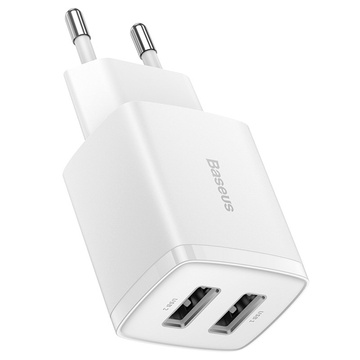Starkes Ladegerät Baseus Compact 2x USB 2.1A 10.5W Weiß