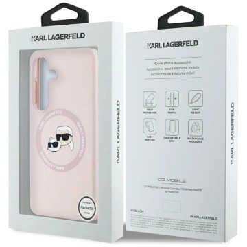 Samsung Galaxy S25 Plus Hülle Pink Karl Lagerfeld Silikon Doppelköpfe und Kreis MagSafe
