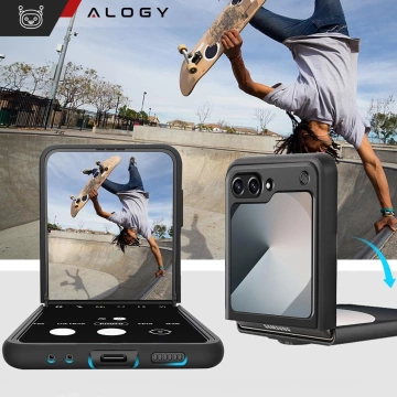 Hülle für Samsung Galaxy Z Flip 6 Armored Case Stand Ring Alogy schwarz