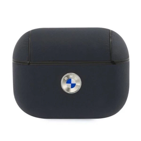 BMW Kopfhörer Schutzhülle für AirPods Pro Cover marineblau/navy Geniune Leather Silver Logo