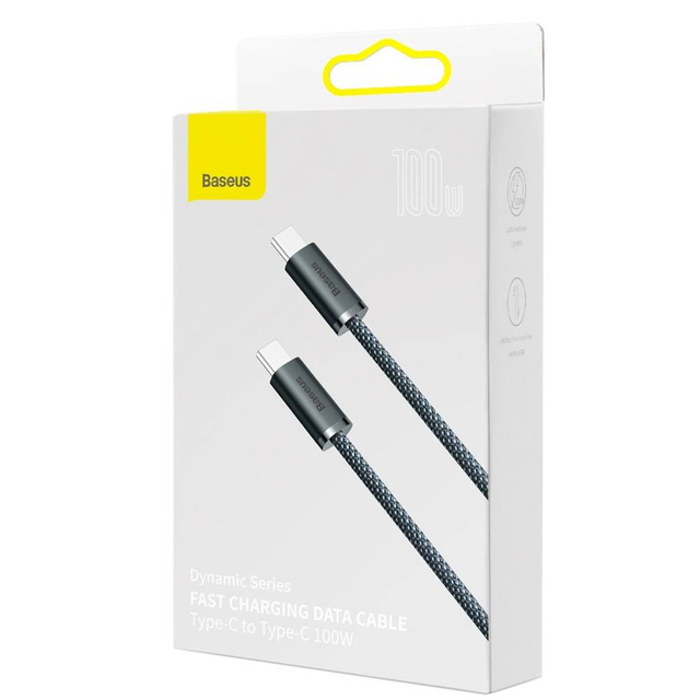 Mocny Kabel Baseus Dynamic Series USB-C do USB-C PD QC 100W 5A 2m Szary