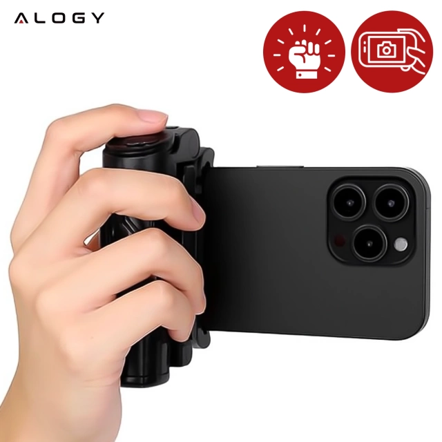 Selfie Stick Mini Tripod stabilny kompaktowy lekki Kijek do Selfie i Statyw Rozkładany 360° z Pilotem Bluetooth 10m, Stojak do Zdjęć i Nagrywania, Alogy FlexiShot™ Czarny