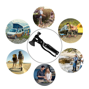 Narzędzie wielofunkcyjne Multitool 17w1 Siekiera siekierka Młotek Zestaw Wielofunkcyjny Survival + Etui pokrowiec Czarny