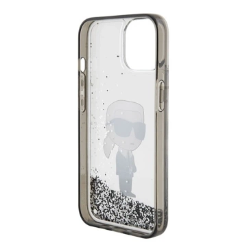 Etui Karl Lagerfeld KLHCP15SLKKNSK für iPhone 15 6,1" transparentes Hardcase Liquid Glitter Ikonik