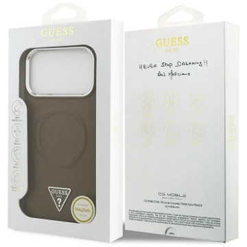 Etui Guess MagSafe do iPhone 17 Pro Triangle Logo Brown