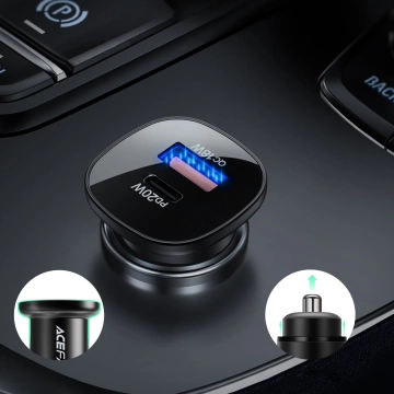 Acefast Autoladegerät 38W USB Typ C / USB, PPS, Power Delivery, Quick Charge 3.0, AFC, FCP schwarz (B1 schwarz)