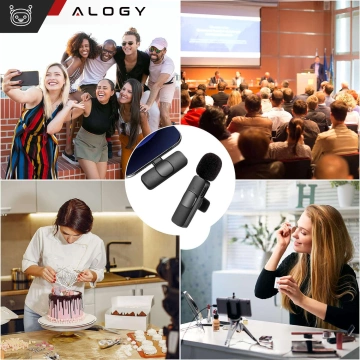 2x Alogy Lightning Wireless Lavalier-Mikrofon für Apple iPhone iPad Kleine Mikrofone Set bestehend aus zwei Mikrofonen