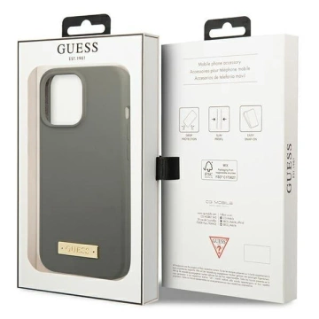 Etui Guess GUHMP13XSPLG für Apple iPhone 13 Pro Max 6,7" szary/grey Hard Case Silicone Logo Plate MagSafe