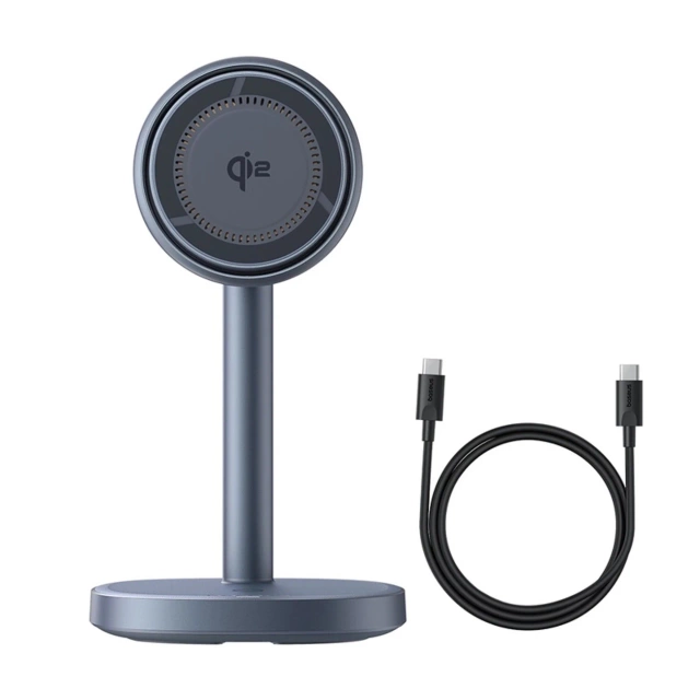 Ładowarka indukcyjna Baseus Orbit 2 Pro MagSafe Qi2 20W 2w1 z chłodzeniem szara
