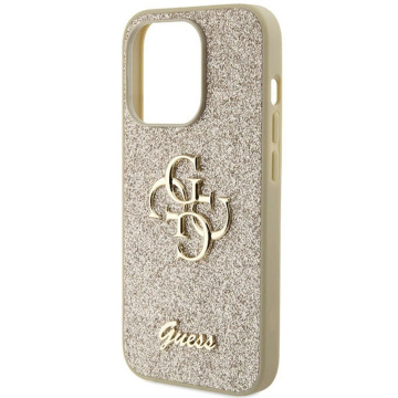 Original GUESS Hardcase GUHCP15LHG4SGD Hülle für iPhone 15 PRO (Fixed Glitter Big 4G / Gold)