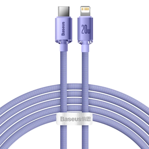 Baseus Crystal Shine Series Kabel USB-Kabel für schnelles Aufladen und Datenübertragung USB Typ C - Lightning 20W 2m lila (CAJY000305)