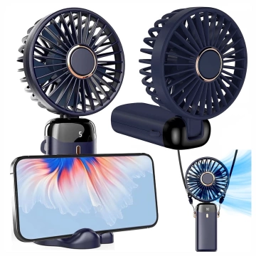 Ventilator Ventilator Handventilator Kabellos Alogy Desktop Tragbarer Handheld mit Telefonhalter USB-C Marineblau