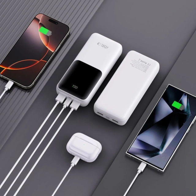 Powerbank Tech-Protect PB02 20000mAh 22.5W Biały USB-A USB-C