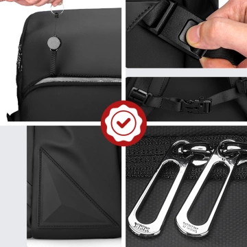 Mark Ryden Rucksack mit abnehmbarer Hüfttasche (2-in-1), Handgepäck, kostenlos, wasserdicht, 18 l, mit Laptopfach (bis 15,6 Zoll), Hüfttasche, City- und Reiserucksack, 40 x 30 x 14 cm – Schwarz