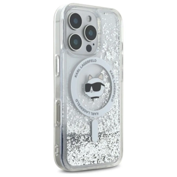 Etui Karl Lagerfeld für iPhone 16 Pro Max 6,9" Magsafe Hardcase Transparent Liquid Glitter Choupette Head