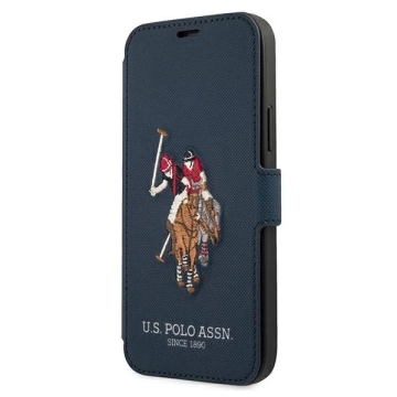iPhone 12 Pro Max 6,7 Zoll Buch-Handyhülle aus der US Polo-Stickerei-Kollektion Marineblau/Marineblau