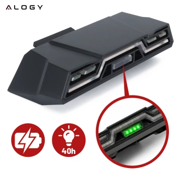 Fahrradrücklicht für das Heck des Fahrrads, LED-Beleuchtung, Rücklicht, rotes Aluminium, wasserdicht, IPX4, 50 lm, Alogy